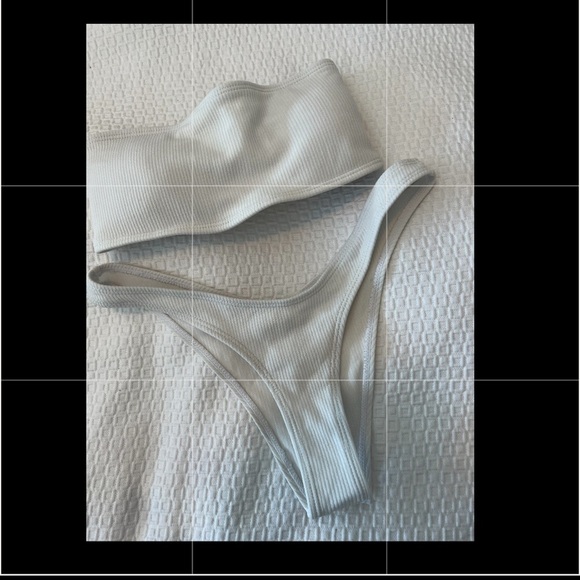 ZAFUL Women's White Bandeau Bikini Set High Cut Strapless Sexy Bathing Suit - Picture 2 of 11